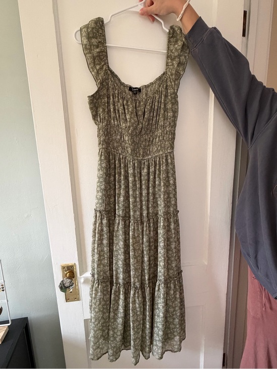 Trixxi Dresses & Skirts - Trixxi Olive Floral Tiered Maxi Dress